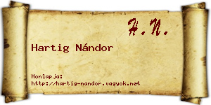 Hartig Nándor névjegykártya